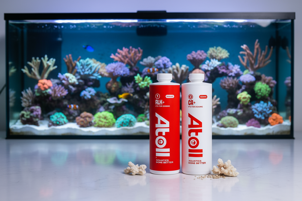 Atoll Calcium & Alkalinity Complete Set in aquarium setting
